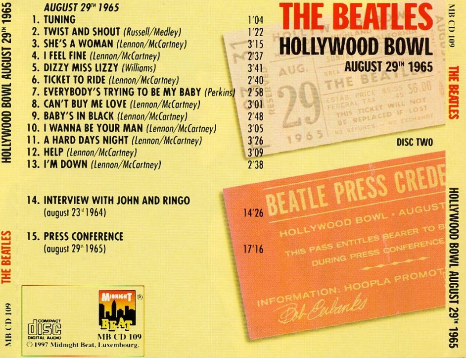 THE BEATLES HOLLYWOOD BOWL COMPLETE (AUGUST 29th 1965) ACE BOOTLEGS